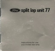 Instruction Booklet for Ford Split Lap Unit 77